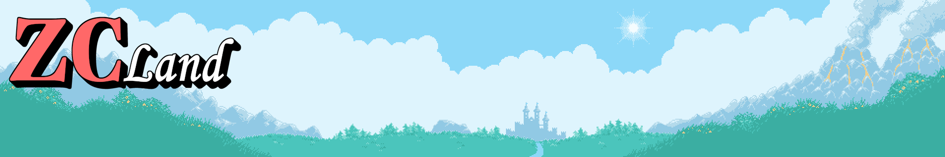 ZC Land: a forest and castle beneath a blue sky